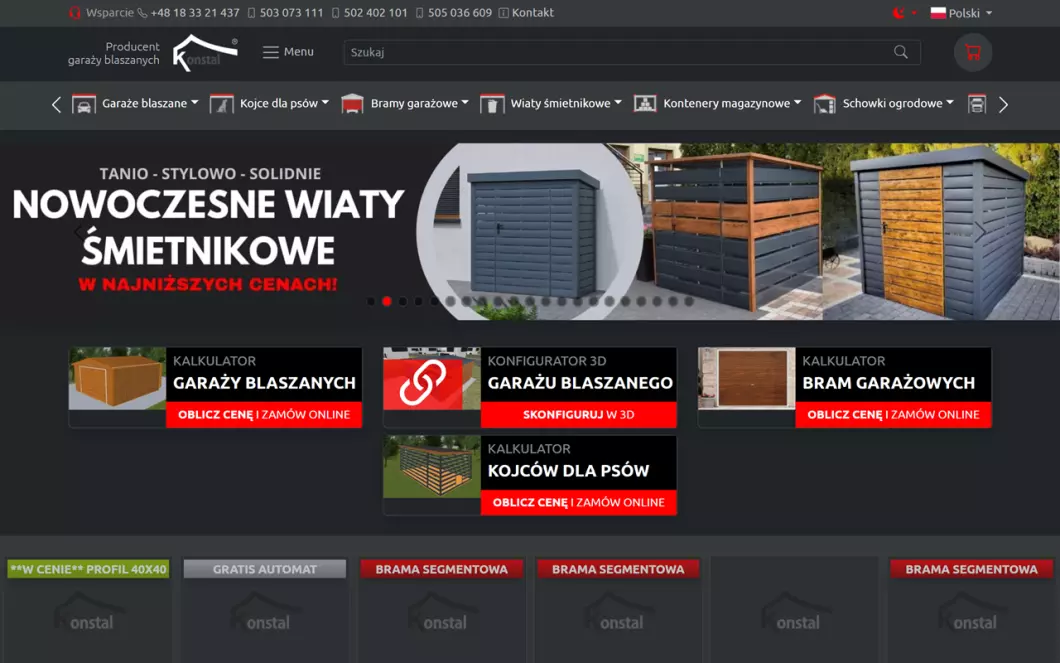 Konstal - producent  garaży blaszanych i bram garażowych